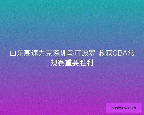 山东高速力克深圳马可波罗 收获CBA常规赛重要胜利
