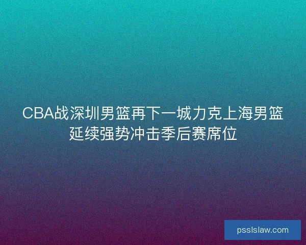 CBA战深圳男篮再下一城力克上海男篮延续强势冲击季后赛席位