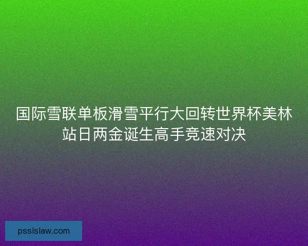 国际雪联单板滑雪平行大回转世界杯美林站日两金诞生高手竞速对决 国际雪联单板滑雪平行大回转世界杯美林站日两金诞生高手竞速对决